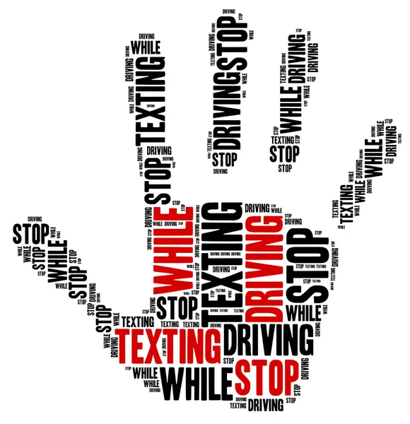Mensajes de texto y conducir. Mensaje de advertencia . — Foto de Stock