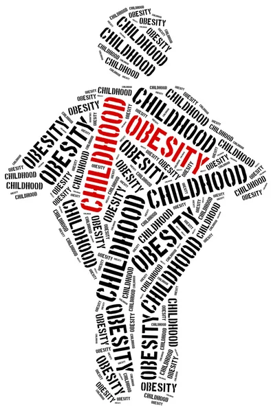 Nube de palabras relacionada con obesidad infantil . — Foto de Stock