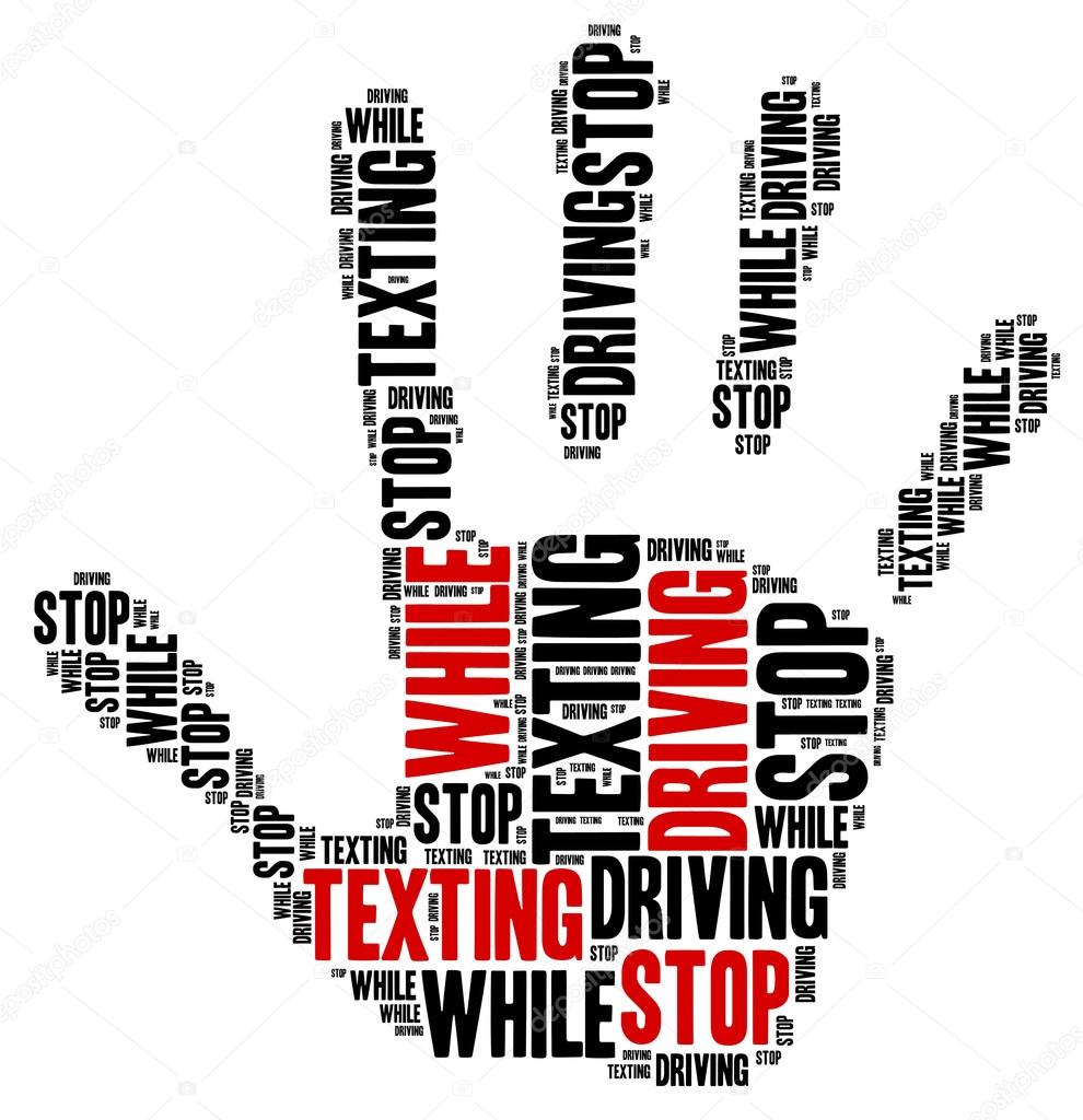 Texting and driving. Warning message.