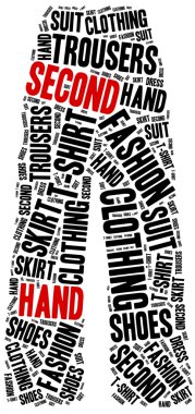Second hand. Word cloud illustration. clipart