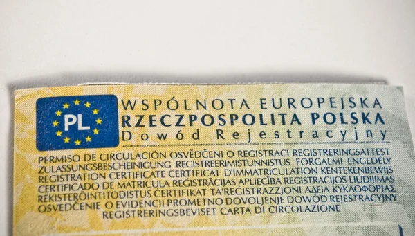 Car registration book. Polish documents. — Stock Photo, Image