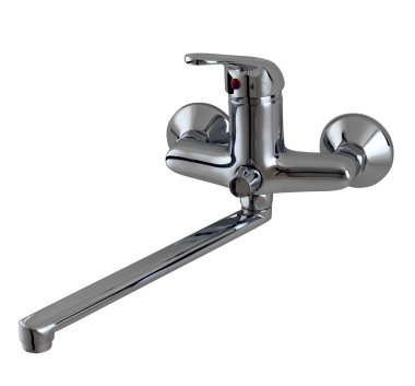 Beyaz bir arka plan üzerinde izole gümüş su musluk