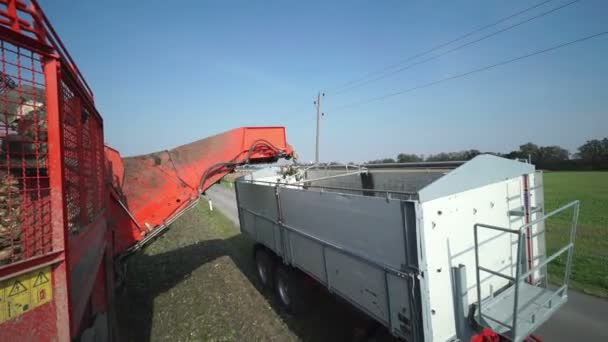 Harvester bezig met bieten veld — Stockvideo