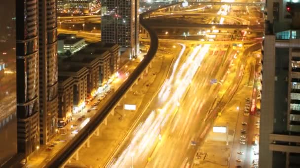 Dubai skyline night timelapse — Stock Video