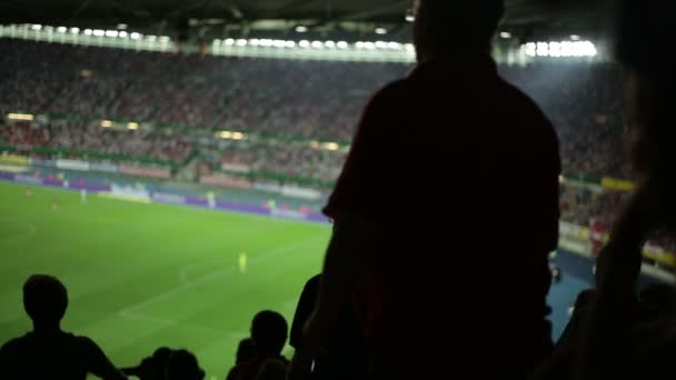 Foci rajongók, izgatott, a stadium — Stock videók