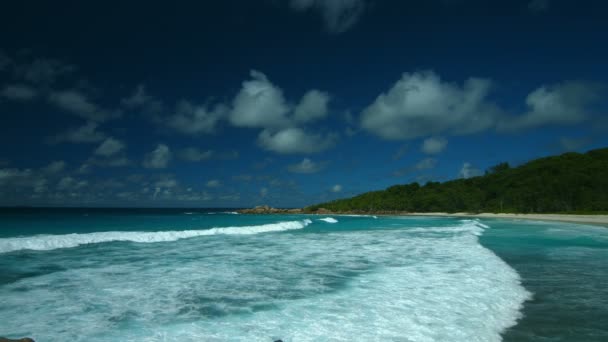 Olas que llegan a la isla tropical — Vídeo de stock