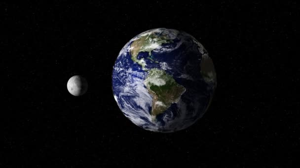 Rotation of earth and moon — Stock Video