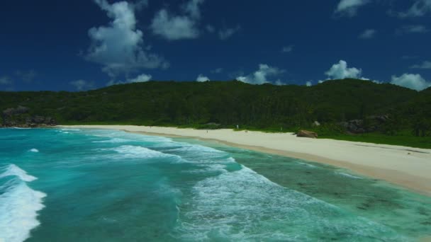 Vagues roulant sur la plage de sable fin — Video