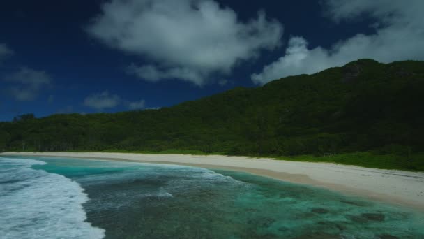 Vagues roulant sur la plage de sable fin — Video