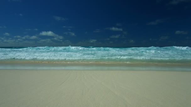 Golven die aankomen op het zandstrand — Stockvideo