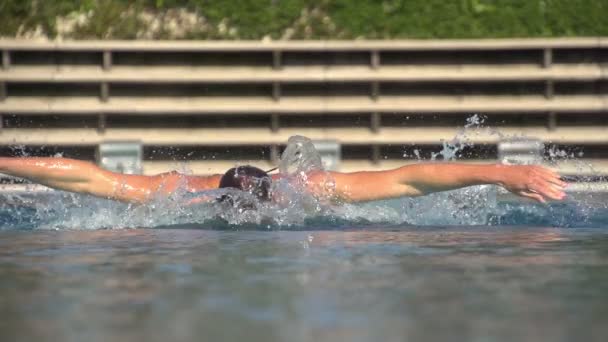 Ισχυρό αργή κίνηση πεταλούδα κολυμβητής — Αρχείο Βίντεο