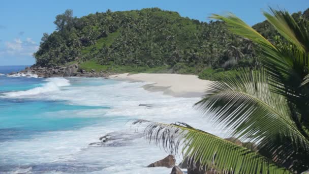 Whitecaps sur plage de sable vide — Video