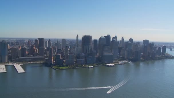 Aerial view hudson river — Stock Video