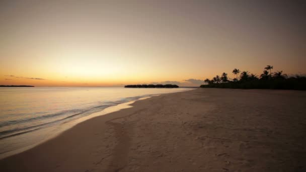 Zonsondergang op tropisch strand — Stockvideo