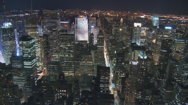 Manhattan skyscrapers at night — Stock Video