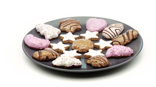 Heap of christmas cookies — Stock Video
