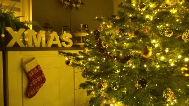 Kerst versierd interieur — Stockvideo