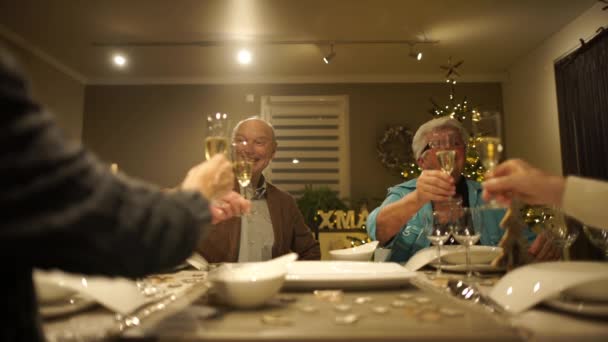 Familie aan tafel voor kerst — Stockvideo