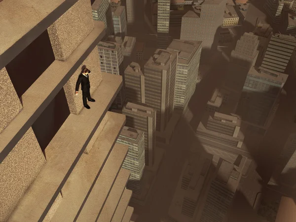 Man on the ledge of a skyscraper — Stock Photo, Image