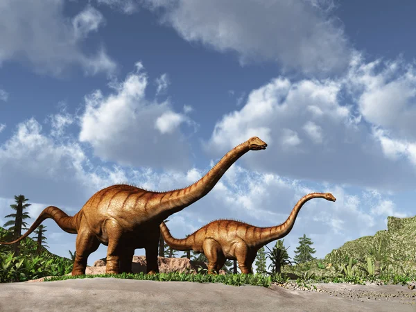 Οι δύο δεινόσαυροι Diplodocus — Φωτογραφία Αρχείου