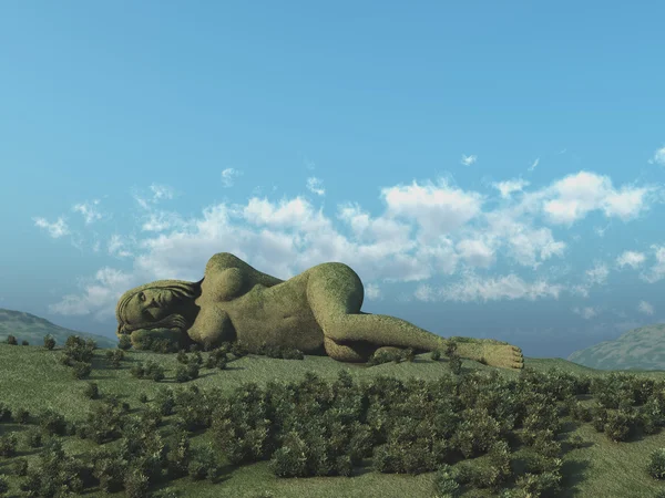 Vrouw liggend, als onderdeel van het landschap — Stockfoto