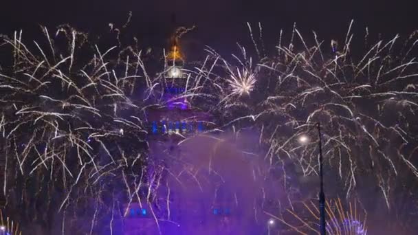 Fuochi d'artificio su Varsavia — Video Stock
