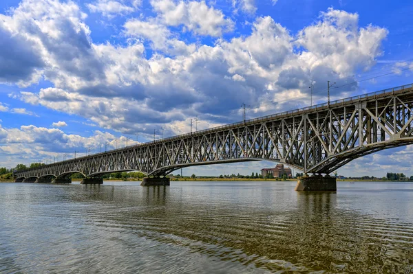 Plock, Polonya çelik köprü inşaatı — Stok fotoğraf