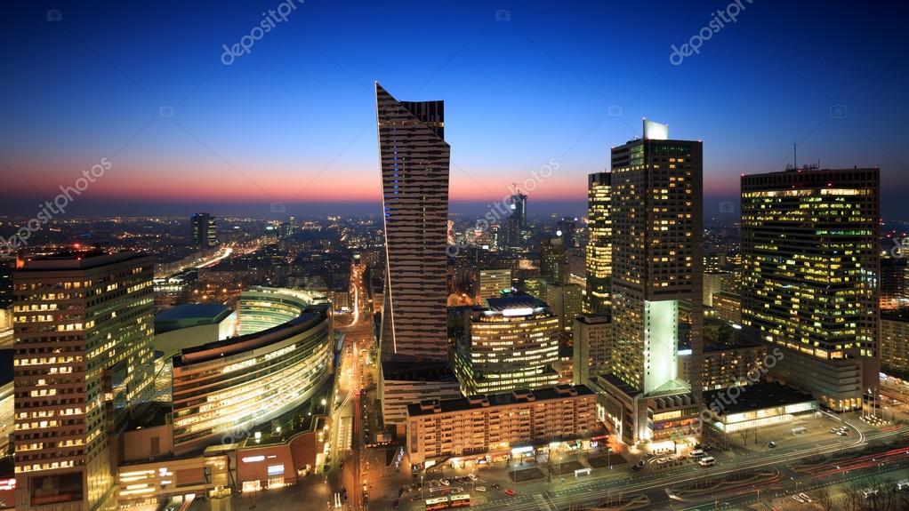 Warsaw city center at sunset — Stock Photo © fotorince74 65002455
