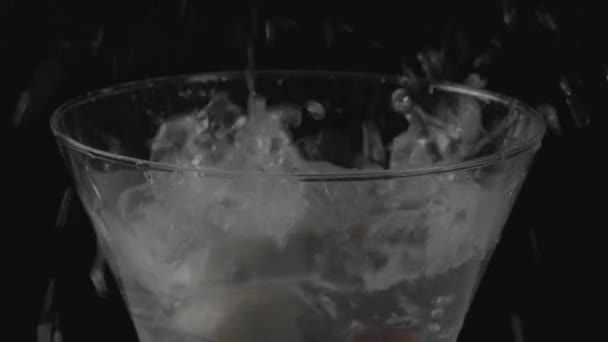 Fruits falling into water in slow motion — Stock Video