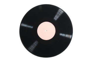 Old used vinyl record on a white background clipart