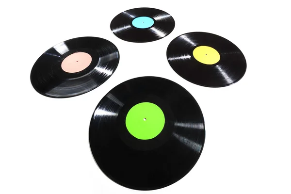 古い白い背景の上のビニール レコードの使用 — ストック写真