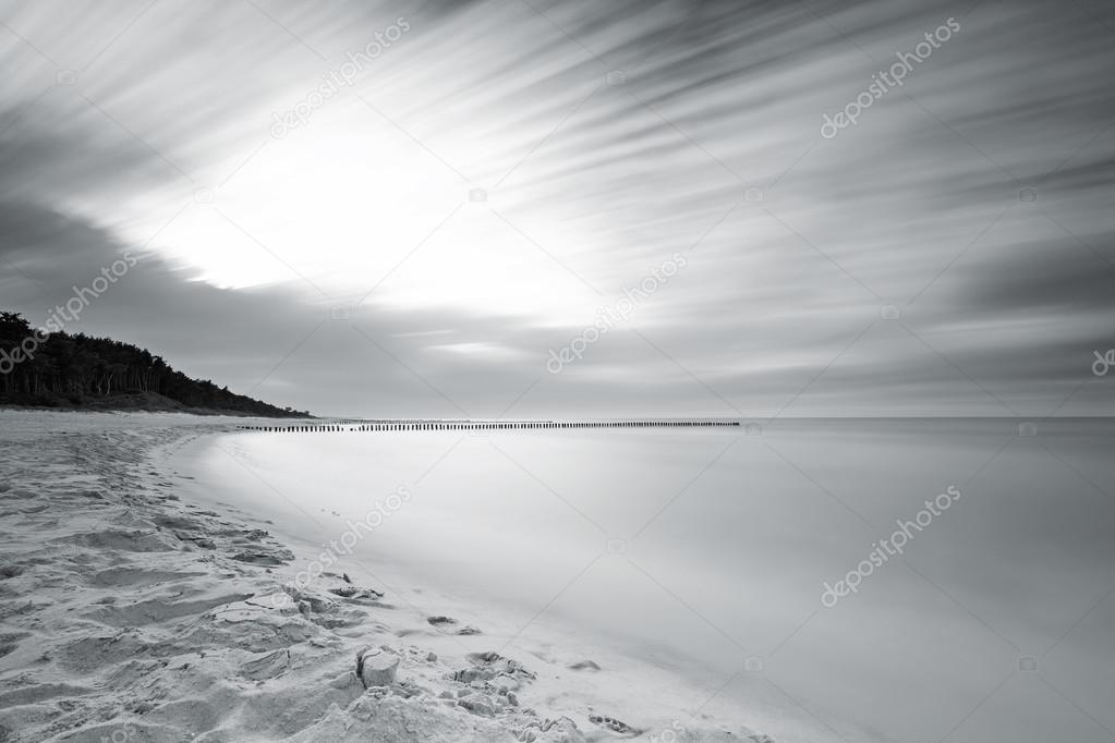 Twilight on the calm Baltic Sea, long exposure