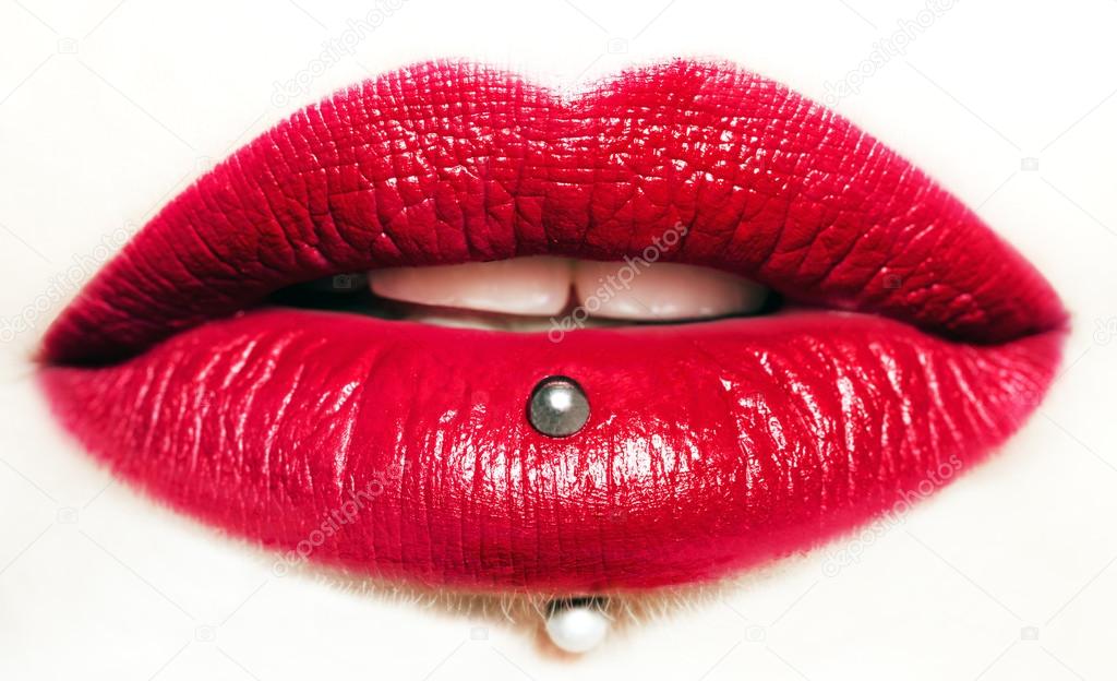 Passionate red lips,macro photography,small depth of field