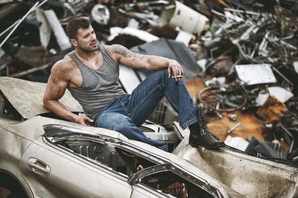 pic Male Classic Car Photoshoot royalty free stock vintage scrap yard