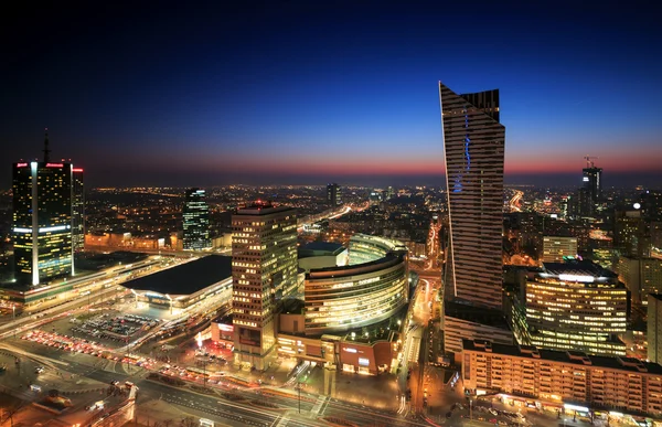 Varsó városközpont naplementekor — Stock Fotó