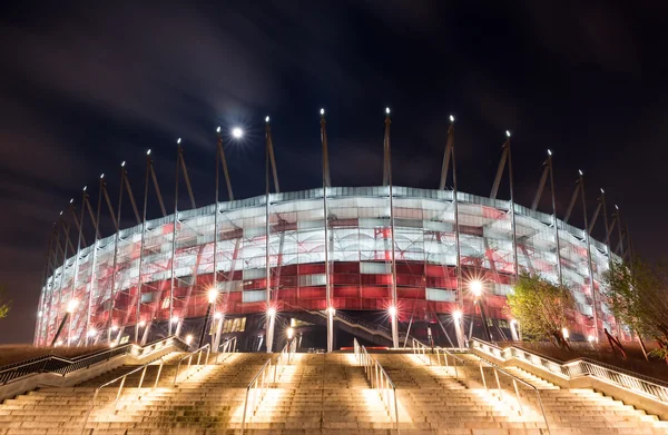 Warschau, Polen - Nationalstadion in Warschau bei Nacht. — Stockfoto