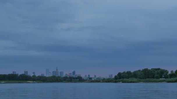 Dämmerung über Warschau, Zeitraffer — Stockvideo