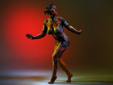 Resimlerbodypainting. Etnik desenleri ile boyalı kadın
