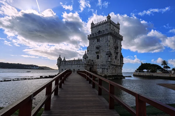 강 Tagus, 포르투갈 리스본의 벨렘 탑. — 스톡 사진