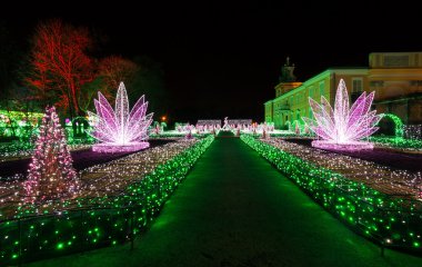 Christmas illuminations in the park in Wilanow, Warsaw clipart