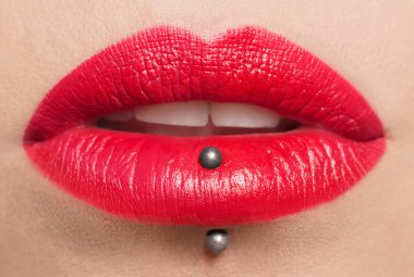 Passionate red lips,macro photography. clipart