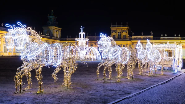 Wilanow, Varşova parkında Noel Aydınlatmaları — Stok fotoğraf