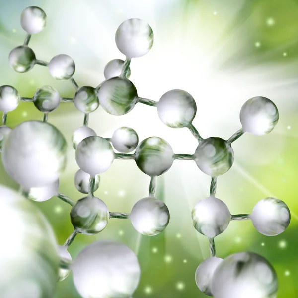 Bild molekularer Struktur auf grünem Hintergrund Nahaufnahme — Stockfoto