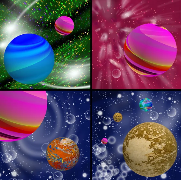 Illustration verschiedener Planeten im Weltraum — Stockfoto