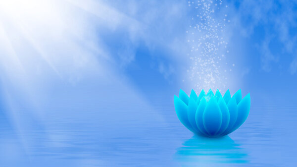 изображение стилизованного цветка лотоса на воде
