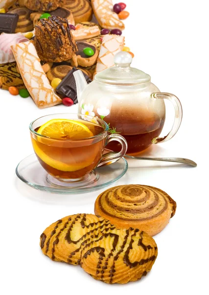 形象的杯茶和饼干的特写 — 图库照片