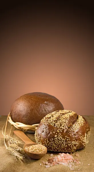 Image du pain et du blé dans la cuillère close-up — Photo