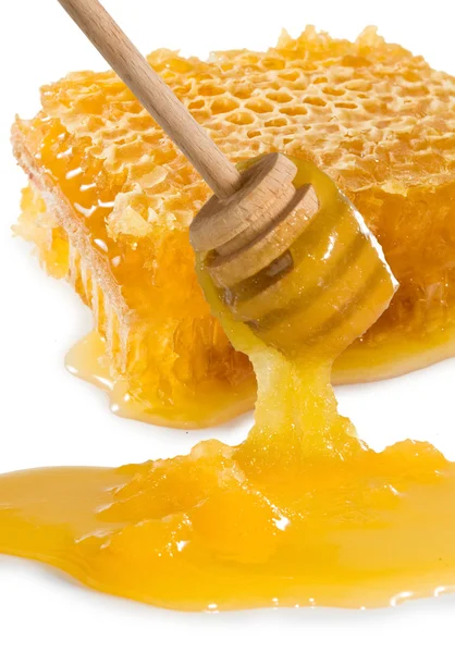 Bilden av honeycomb och honung närbild — Stockfoto