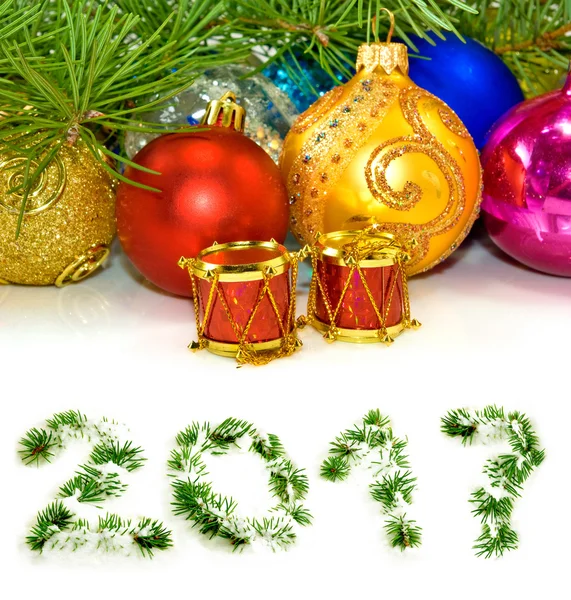 Imagen de muchas decoraciones de Navidad primer plano — Foto de Stock