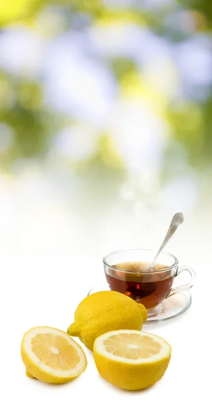 Image du thé et du citron en gros plan — Photo
